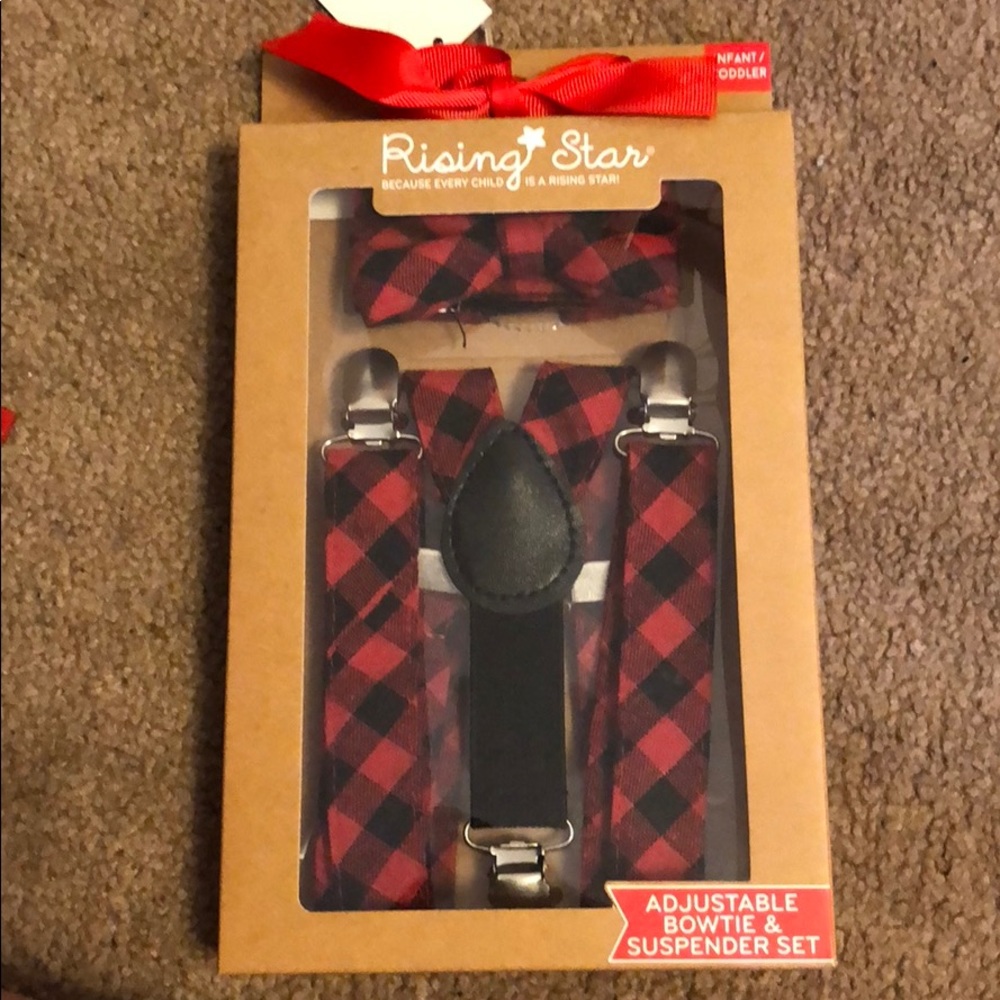 Adorable bow tie and suspender set